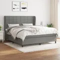 cadre de lit avec matelas Gris foncé 180x200cm Tissu