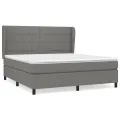 cadre de lit avec matelas Gris foncé 180x200cm Tissu