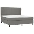cadre de lit avec matelas Gris foncé 180x200cm Tissu