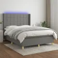 cadre de lit matelas LED Gris foncé 140x200 cm Tissu