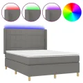 cadre de lit matelas LED Gris foncé 140x200 cm Tissu