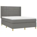 cadre de lit matelas LED Gris foncé 140x200 cm Tissu