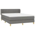 cadre de lit avec matelas Gris foncé 140x190cm Tissu