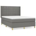cadre de lit avec matelas Gris foncé 140x200cm Tissu