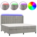 cadre de lit matelas et LED Gris clair 200x200 cm
