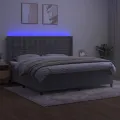 cadre de lit matelas et LED Gris clair 200x200 cm