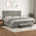 cadre de lit et matelas Gris clair 200x200cm Velours