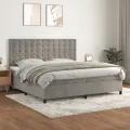 cadre de lit et matelas Gris clair 200x200cm Velours