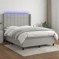 cadre de lit matelas LED Gris clair 140x190 cm Tissu
