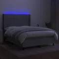 cadre de lit matelas LED Gris clair 140x190 cm Tissu