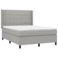 cadre de lit matelas LED Gris clair 140x190 cm Tissu
