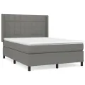 cadre de lit avec matelas Gris foncé 140x190cm Tissu