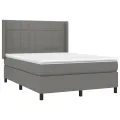 cadre de lit avec matelas Gris foncé 140x190cm Tissu