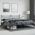 Cadre de lit métal avec tête de lit/pied de lit noir 200x200 cm