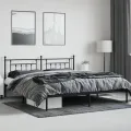 Cadre de lit métal avec tête de lit noir 193x203 cm
