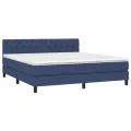 cadre de lit avec matelas Bleu 160x200 cm Tissu