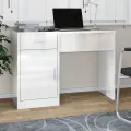 Bureau avec tiroir et armoire Blanc brillant 100x40x73 cm