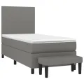 cadre de lit et matelas Gris foncé 90x190 cm Tissu
