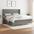 cadre de lit avec matelas Gris foncé 180x200cm Tissu