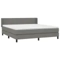 cadre de lit avec matelas Gris foncé 180x200cm Tissu