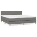 cadre de lit avec matelas Gris foncé 180x200cm Tissu