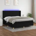 cadre de lit matelas et LED Noir 180x200 cm Tissu