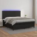 cadre de lit avec matelas et LED Noir 180x200 cm