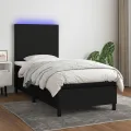 cadre de lit avec matelas et LED Noir 90x200cm Tissu