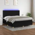 cadre de lit et matelas et LED Noir 180x200 cm Tissu