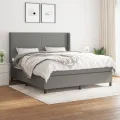 cadre de lit avec matelas Gris foncé 180x200cm Tissu