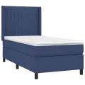 cadre de lit avec matelas Bleu 100x200 cm Tissu