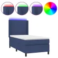 cadre de lit matelas et LED Bleu 100x200 cm Tissu