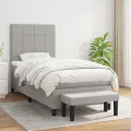 cadre de lit avec matelas Gris clair 90x200 cm Tissu