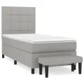 cadre de lit avec matelas Gris clair 90x200 cm Tissu