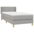 cadre de lit avec matelas Gris clair 90x200 cm Tissu