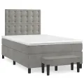 cadre de lit et matelas Gris clair 120x200cm Velours