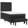 cadre de lit avec matelas Noir 80x200cm Similicuir