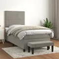 cadre de lit et matelas Gris clair 90x190 cm Velours