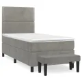 cadre de lit et matelas Gris clair 90x190 cm Velours