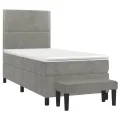 cadre de lit et matelas Gris clair 90x190 cm Velours