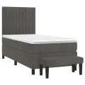 cadre de lit et matelas Gris foncé 90x200 cm Velours