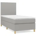 cadre de lit avec matelas Gris clair 80x200 cm Tissu