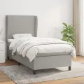 cadre de lit avec matelas Gris clair 80x200 cm Tissu