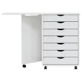 Armoire roulante avec bureau MOSS blanc bois de pin solide
