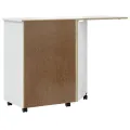 Armoire roulante avec bureau MOSS blanc bois de pin solide