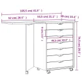 Armoire roulante avec bureau MOSS blanc bois de pin solide