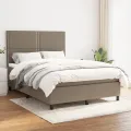 cadre de lit avec matelas Taupe 140x200 cm Tissu
