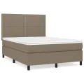 cadre de lit avec matelas Taupe 140x200 cm Tissu