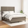 cadre de lit avec matelas Taupe 140x200 cm Tissu