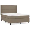 cadre de lit avec matelas Taupe 140x200 cm Tissu